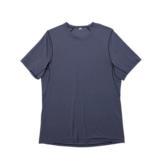 Lululemon Shirt Mens Medium Nautical All Terrain Short Sleeve Reflective Vented - Picture 1 of 10